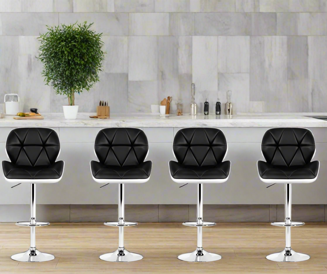 4x Metro Luxe Bar Stools | Black & White