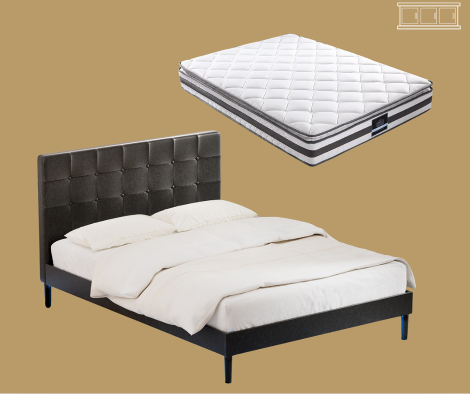 Double (Black) Ravin Leather LED Bed Frame | NormLux Series Mattress | Combo