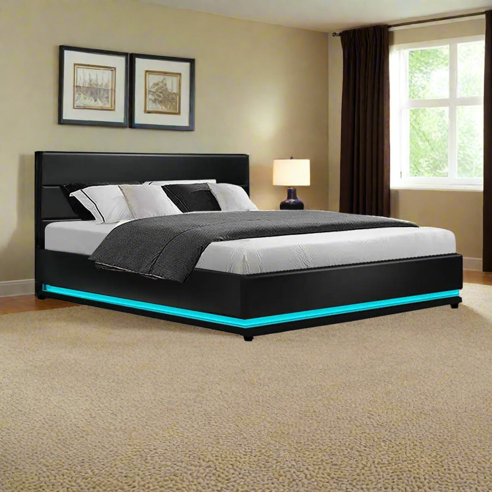 Double (Black) LuxeLite LED Bed Frame | Elysian Dream Series Mattress | Combo