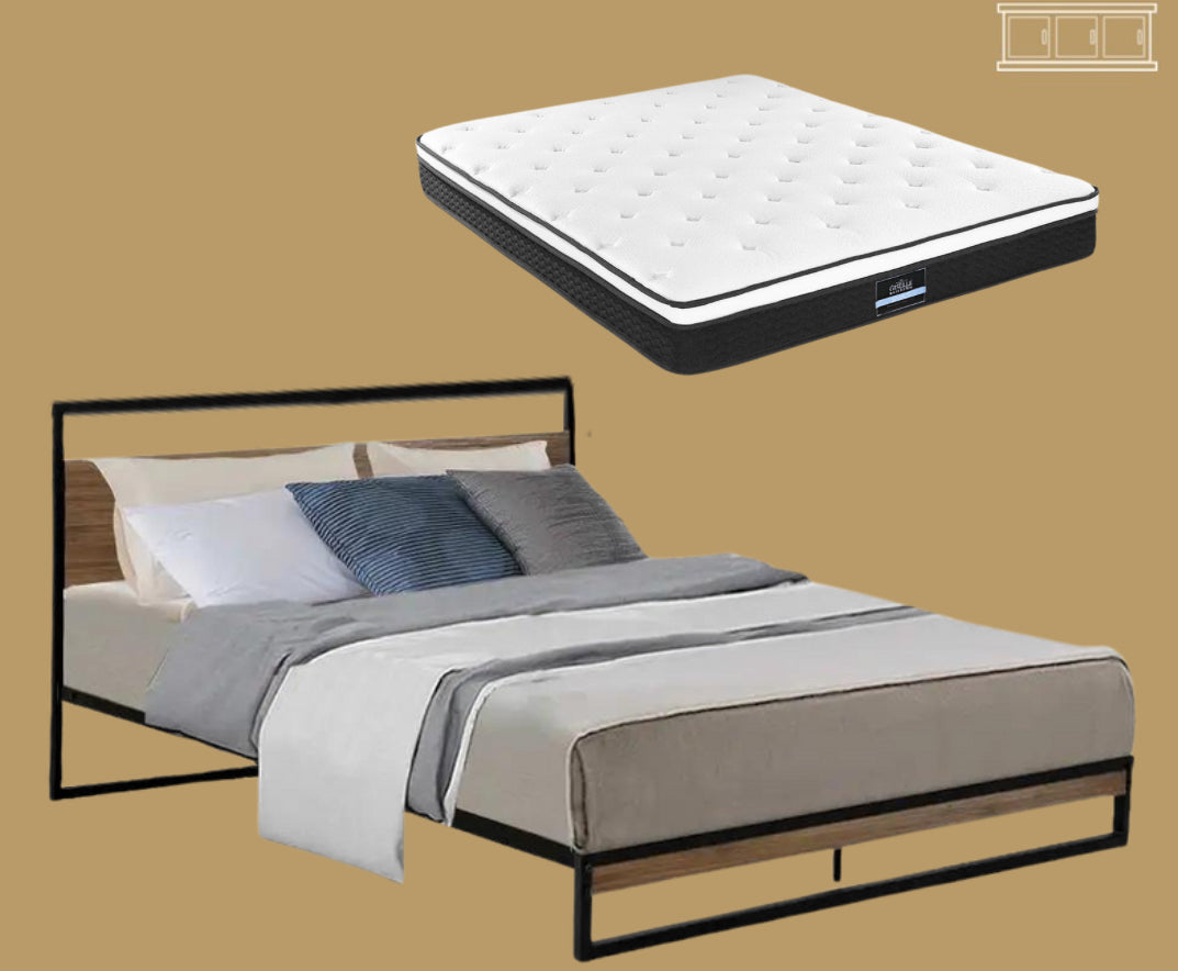 King UrbanForge Bed Frame | Elysian Dream Euro Top Mattress | Combo