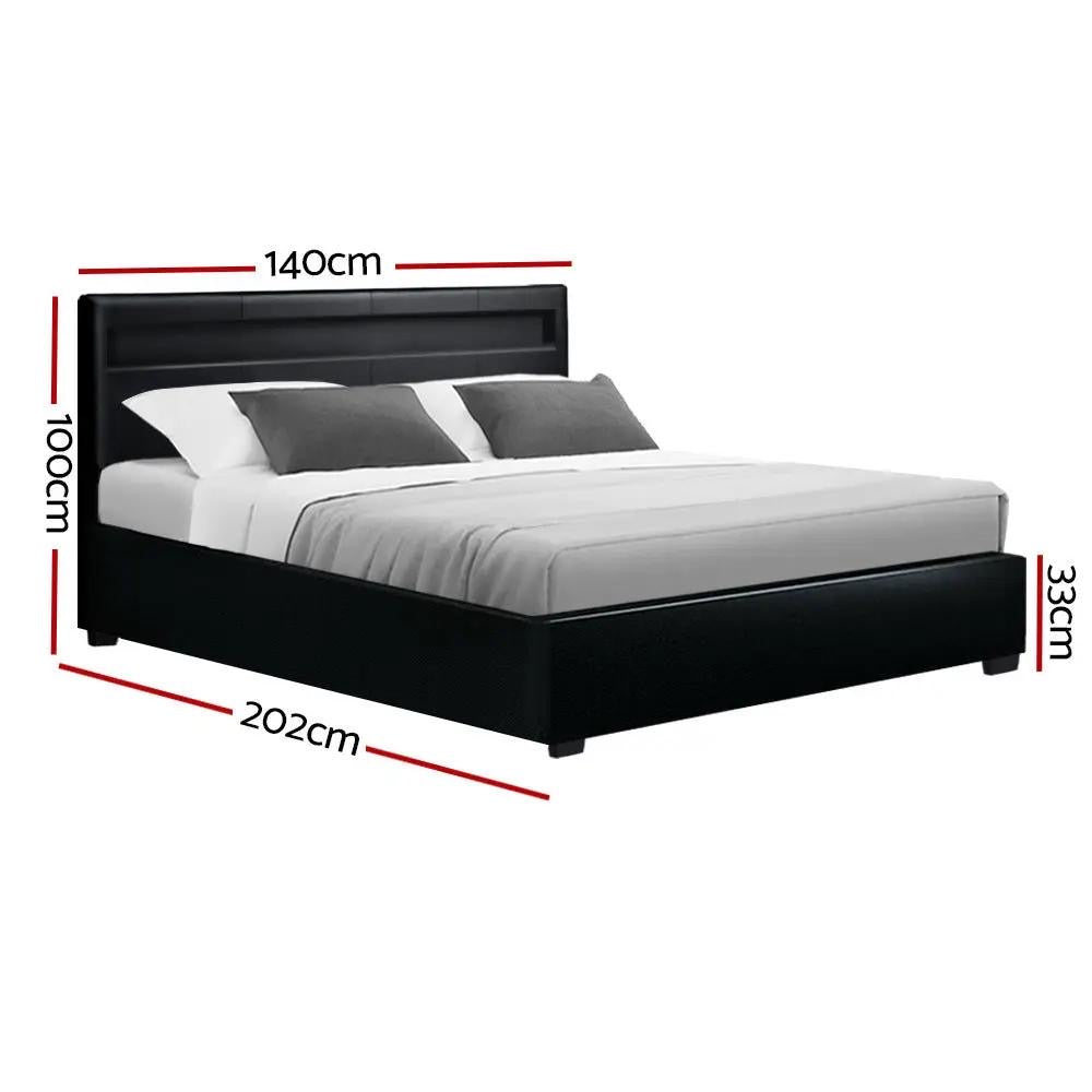 Double (Black) RadianceLift LED Bed Frame | Elysian Dream Series Mattress | Combo