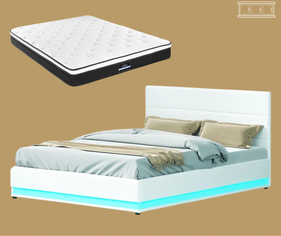 Double (White) LuxeLite LED Bed Frame | Elysian Dream Series Mattress | Combo