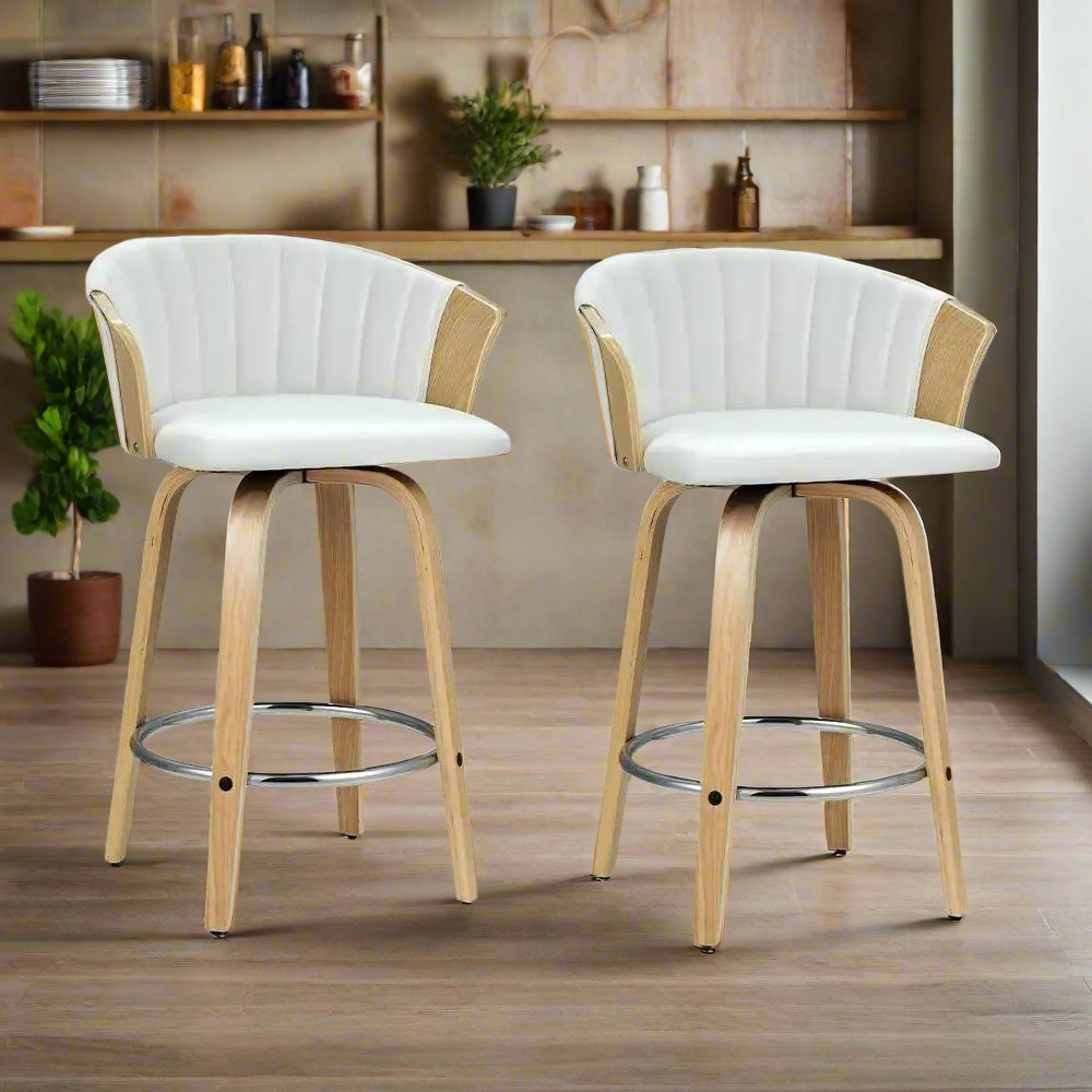 2x Ricardo Luxe Bar Stools | White