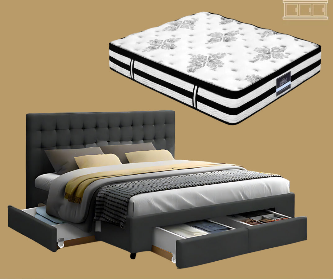 Double (Charcoal) LuxeDream Bed Frame | Serenade Luxury Series Mattress | Combo