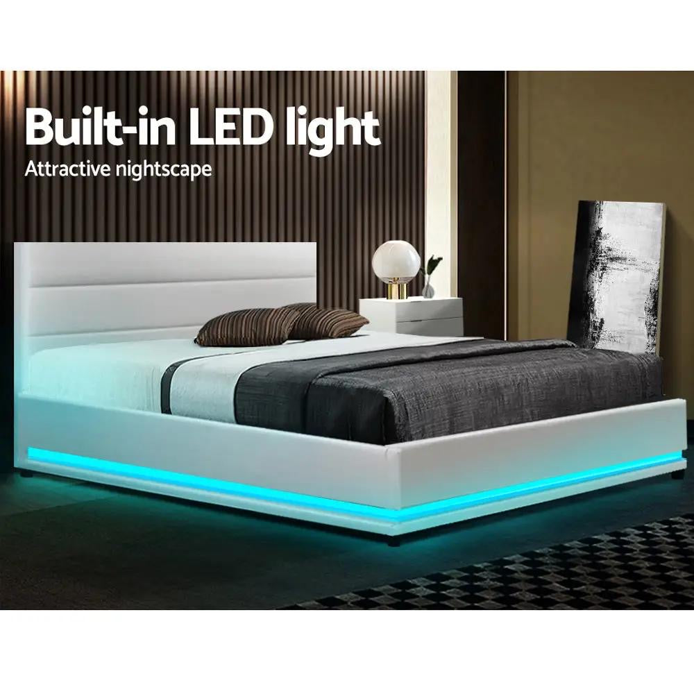 Double (White) LuxeLite LED Bed Frame | Elysian Dream Series Mattress | Combo