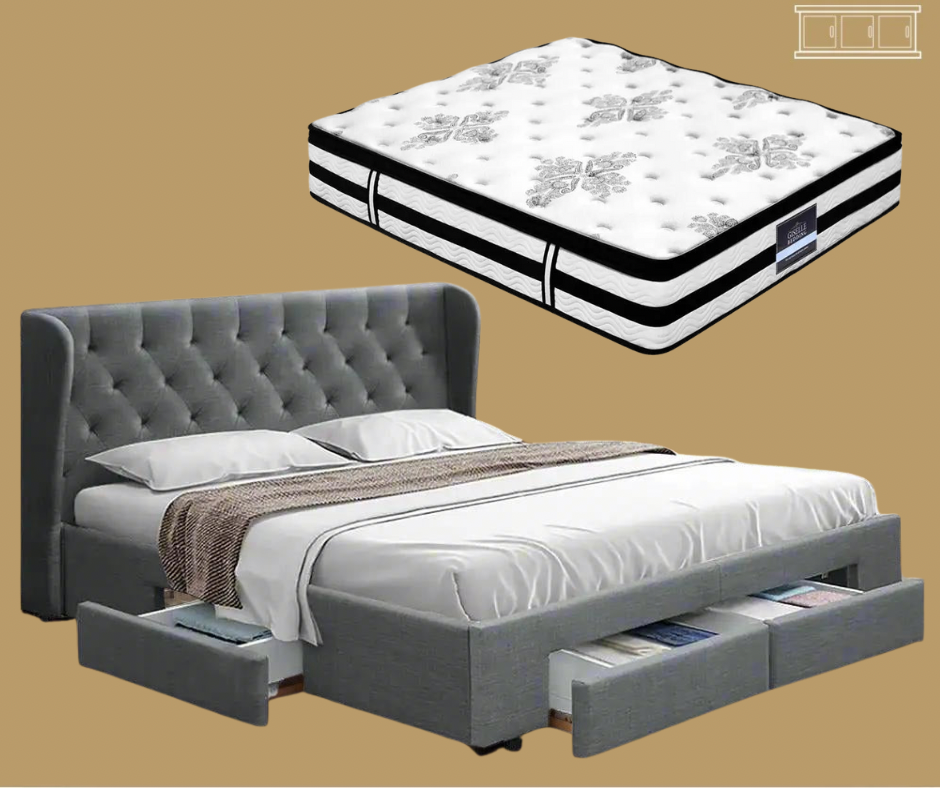 Queen (Grey) LuxSlumber Bed Frame | Serenade Luxury Series Mattress | Combo