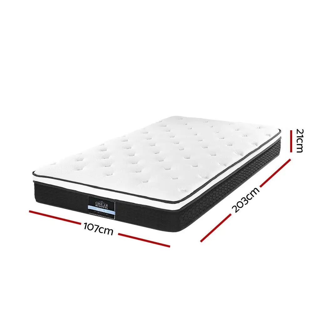 King Single (Black) LuxeLite LED Bed Frame | Elysian Dream Series Mattress | Combo