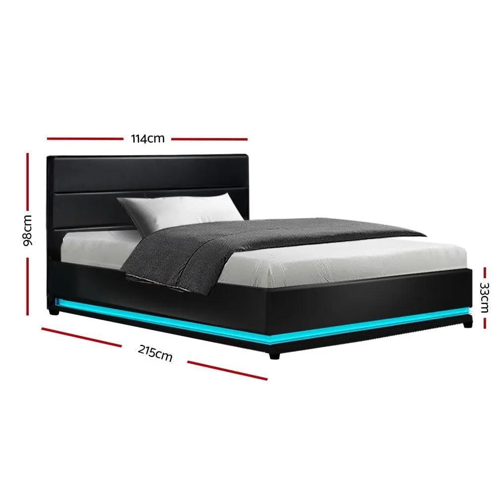 King Single (Black) LuxeLite LED Bed Frame | Elysian Dream Series Mattress | Combo