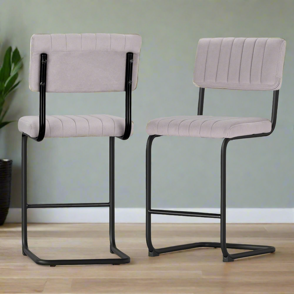 2x Ormani Velvet Bar Stools | Grey