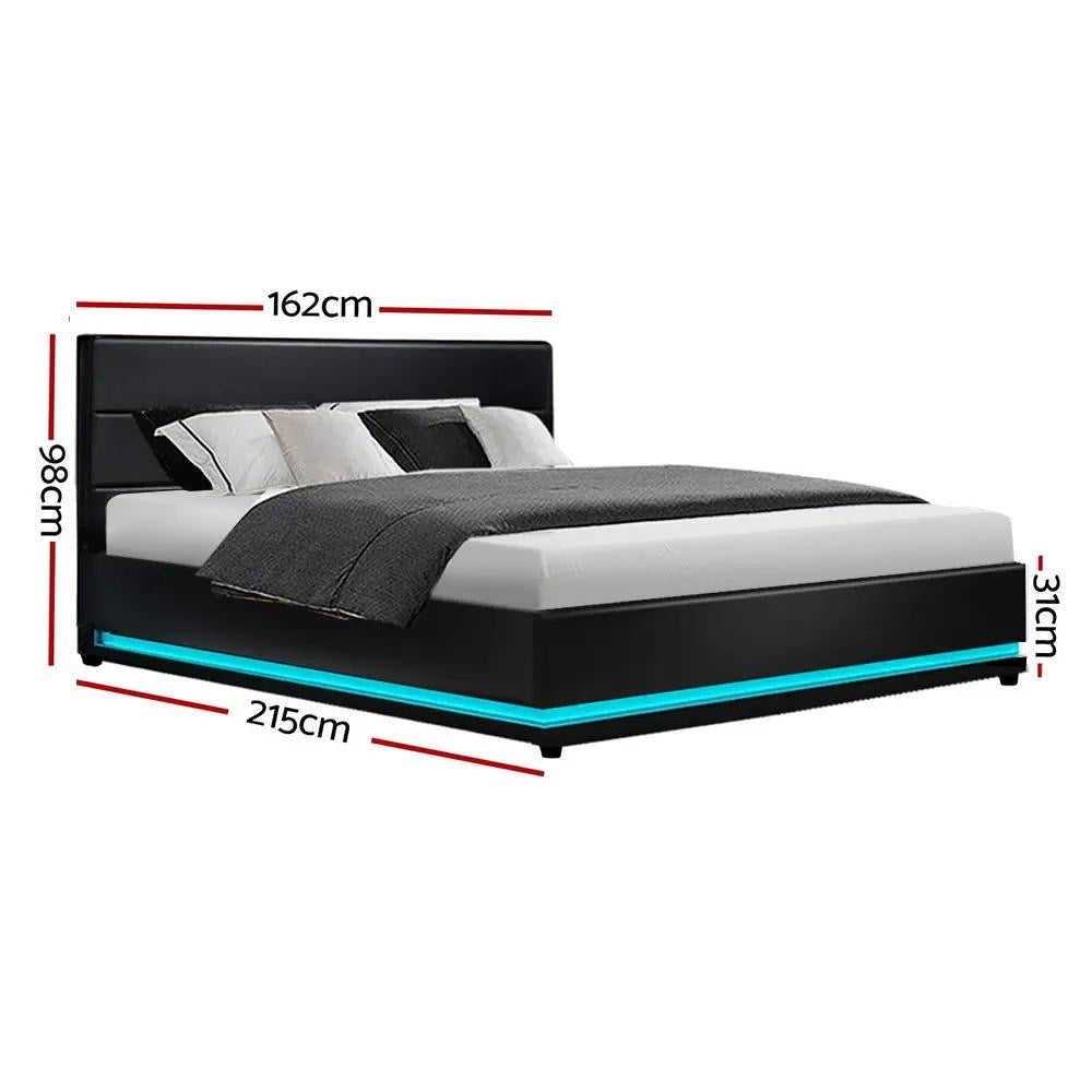 Queen (Black) LuxeLite LED Bed Frame | Elysian Dream Series Mattress | Combo