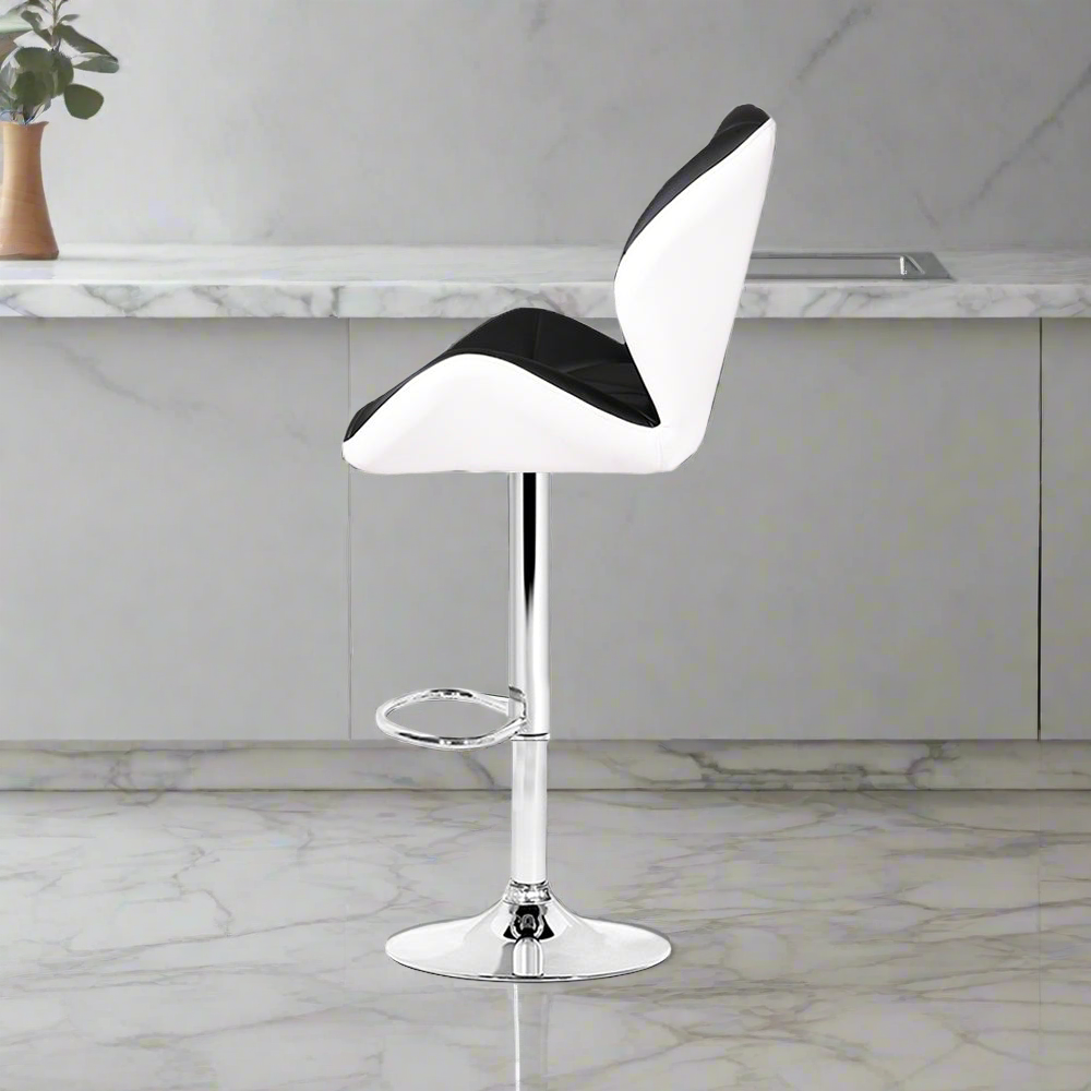 2x Metro Luxe Bar Stools | Black & White