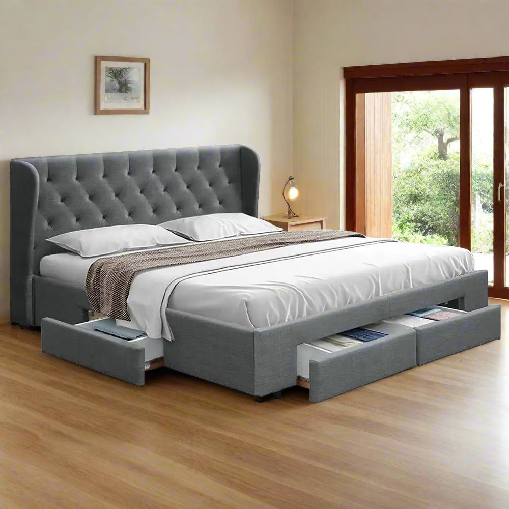 Queen (Grey) LuxSlumber Bed Frame | Serenade Luxury Series Mattress | Combo