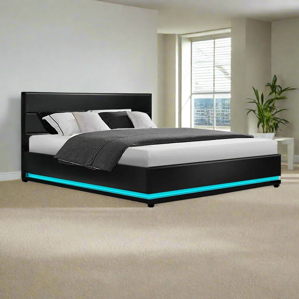 Queen (Black) LuxeLite LED Bed Frame | Elysian Dream Series Mattress | Combo