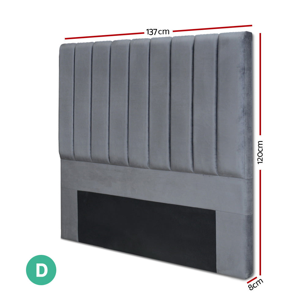 Double Velas Velvet Bed Headboard | Grey