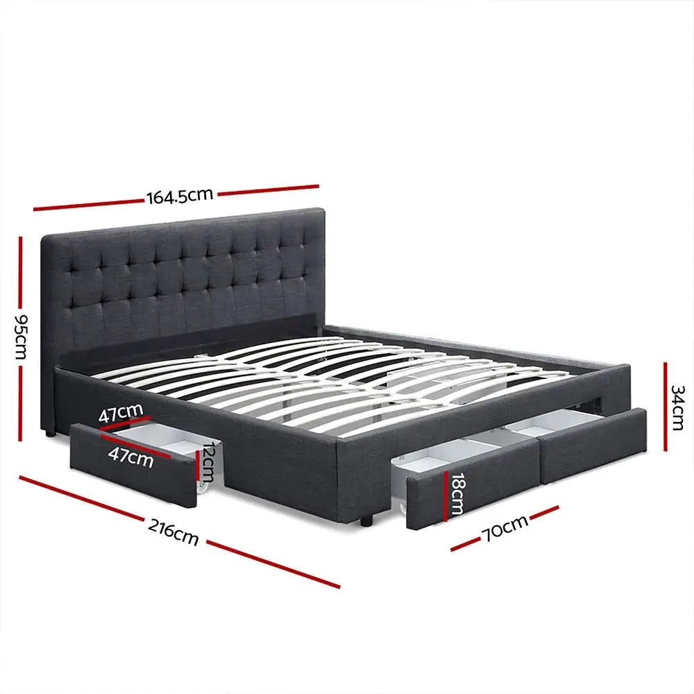 Queen (Charcoal) LuxeDream Bed Frame | Serenade Luxury Series Mattress | Combo