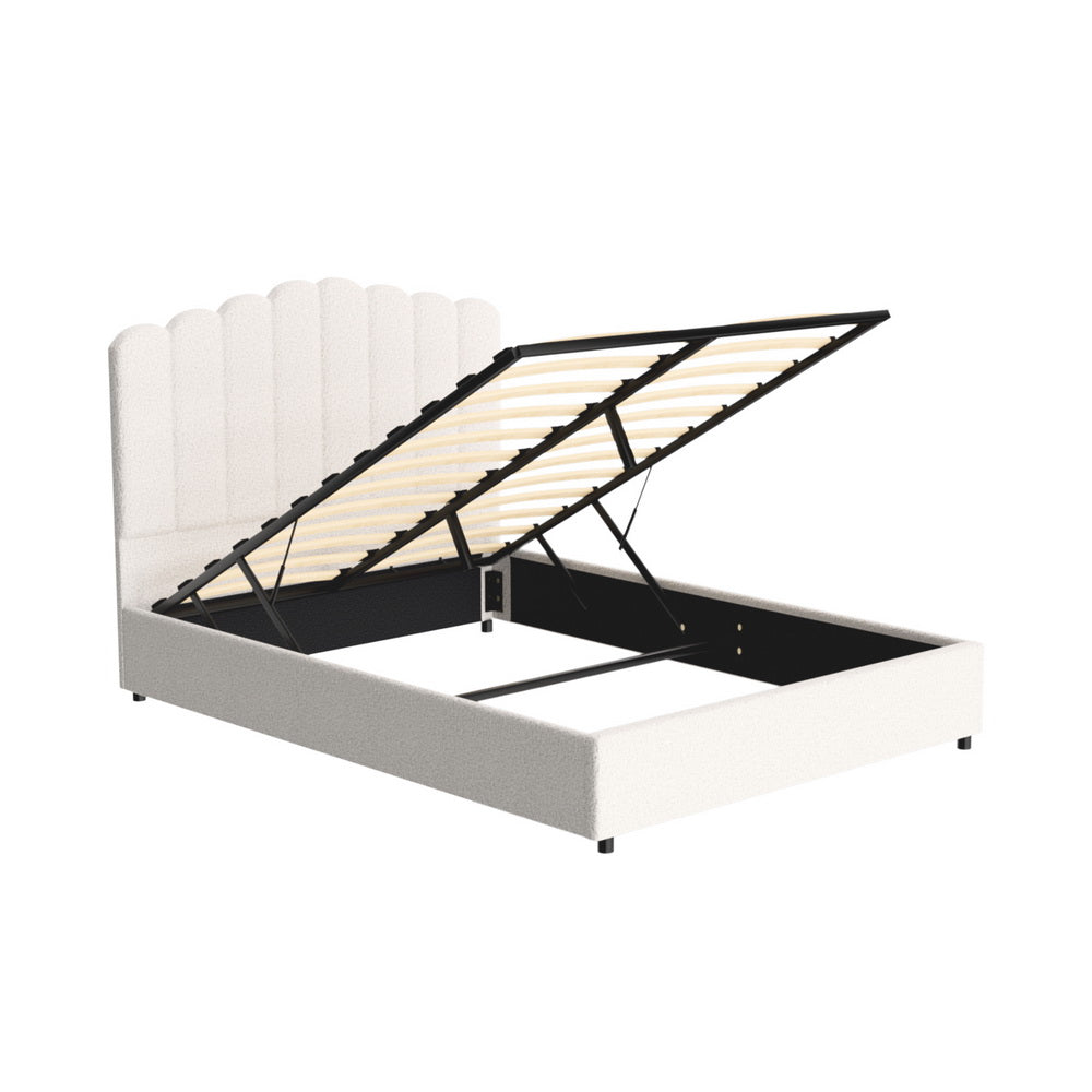 Double (Beige) Gas Lift Bed Frame | Serenade Luxe