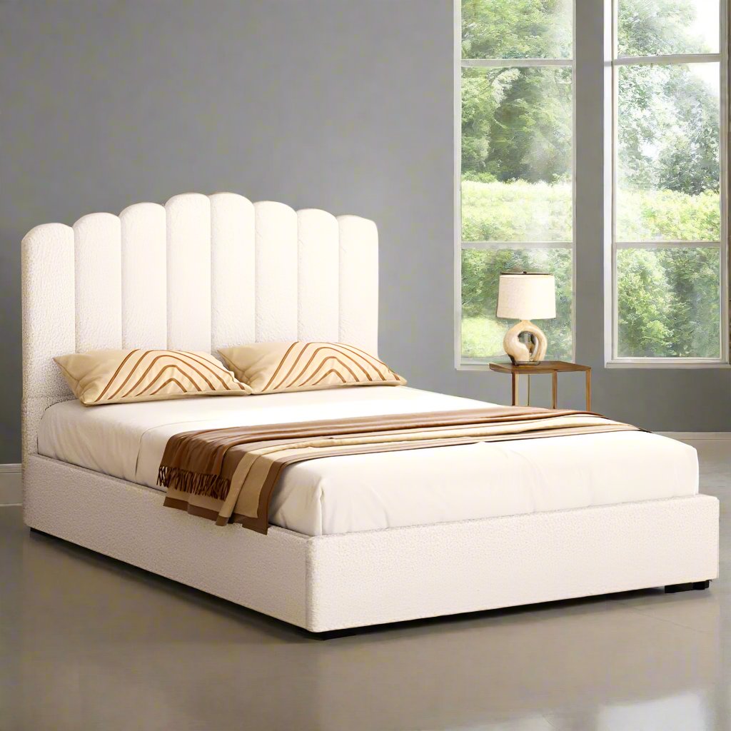 Double (Beige) Gas Lift Bed Frame | Serenade Luxe