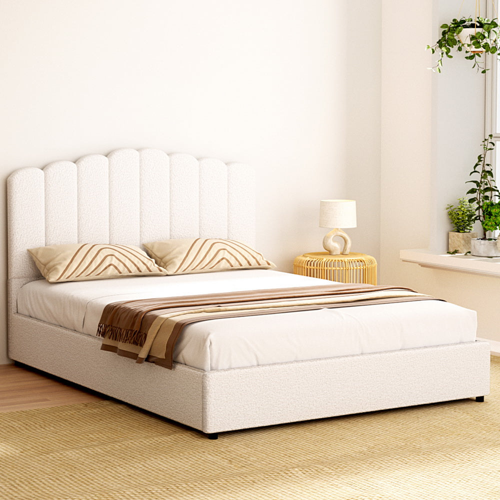 Queen (Beige) Gas Lift Bed Frame | Serenade Luxe