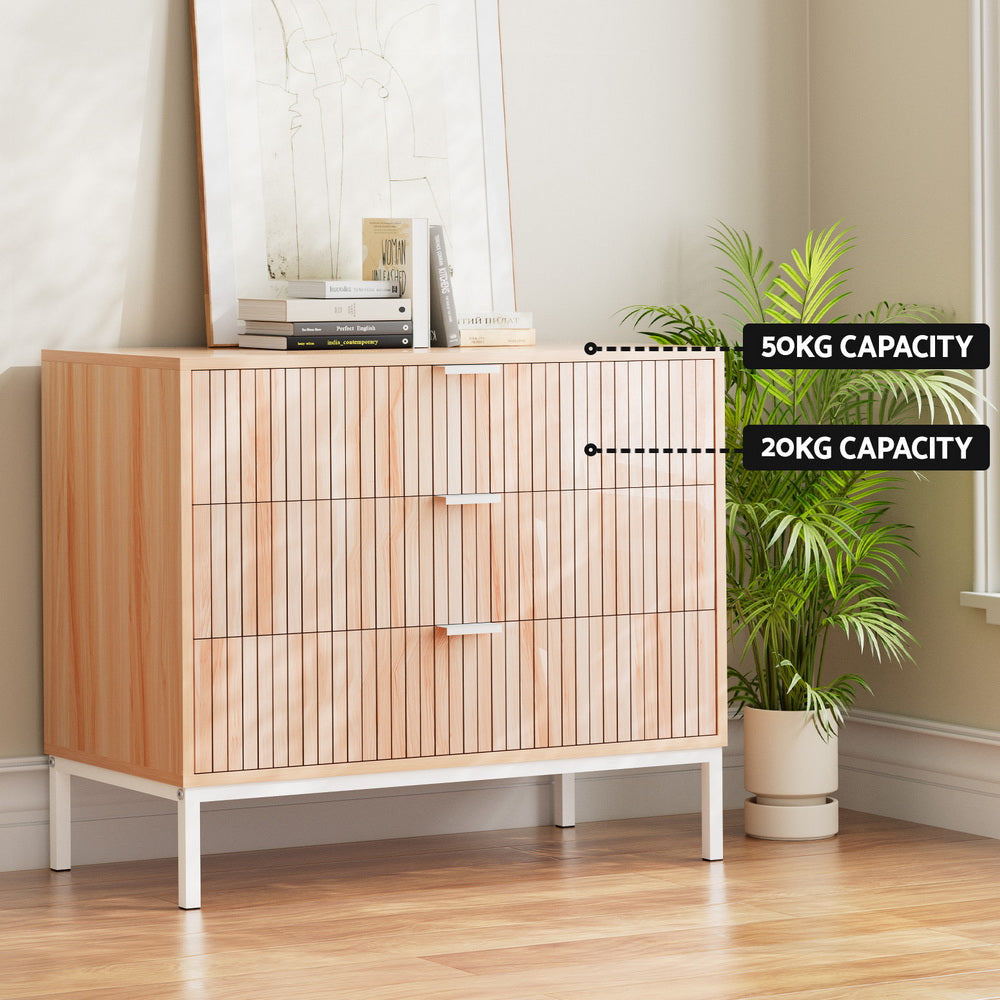 Luxe Harmony Bedside Table & 3 Chest of Drawers Combo | Pine