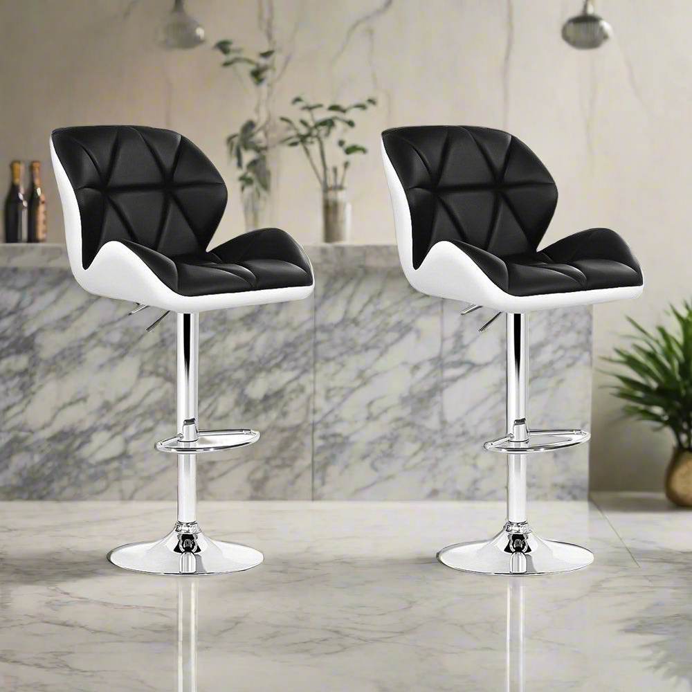 2x Metro Luxe Bar Stools | Black & White