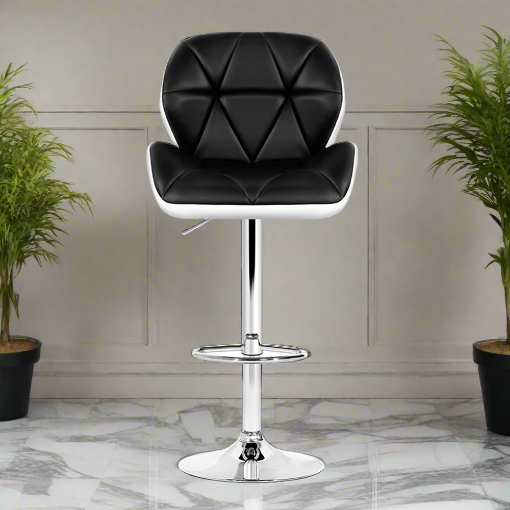 2x Metro Luxe Bar Stools | Black & White