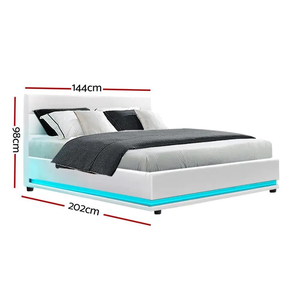 Double (White) LuxeLite LED Bed Frame | Elysian Dream Series Mattress | Combo