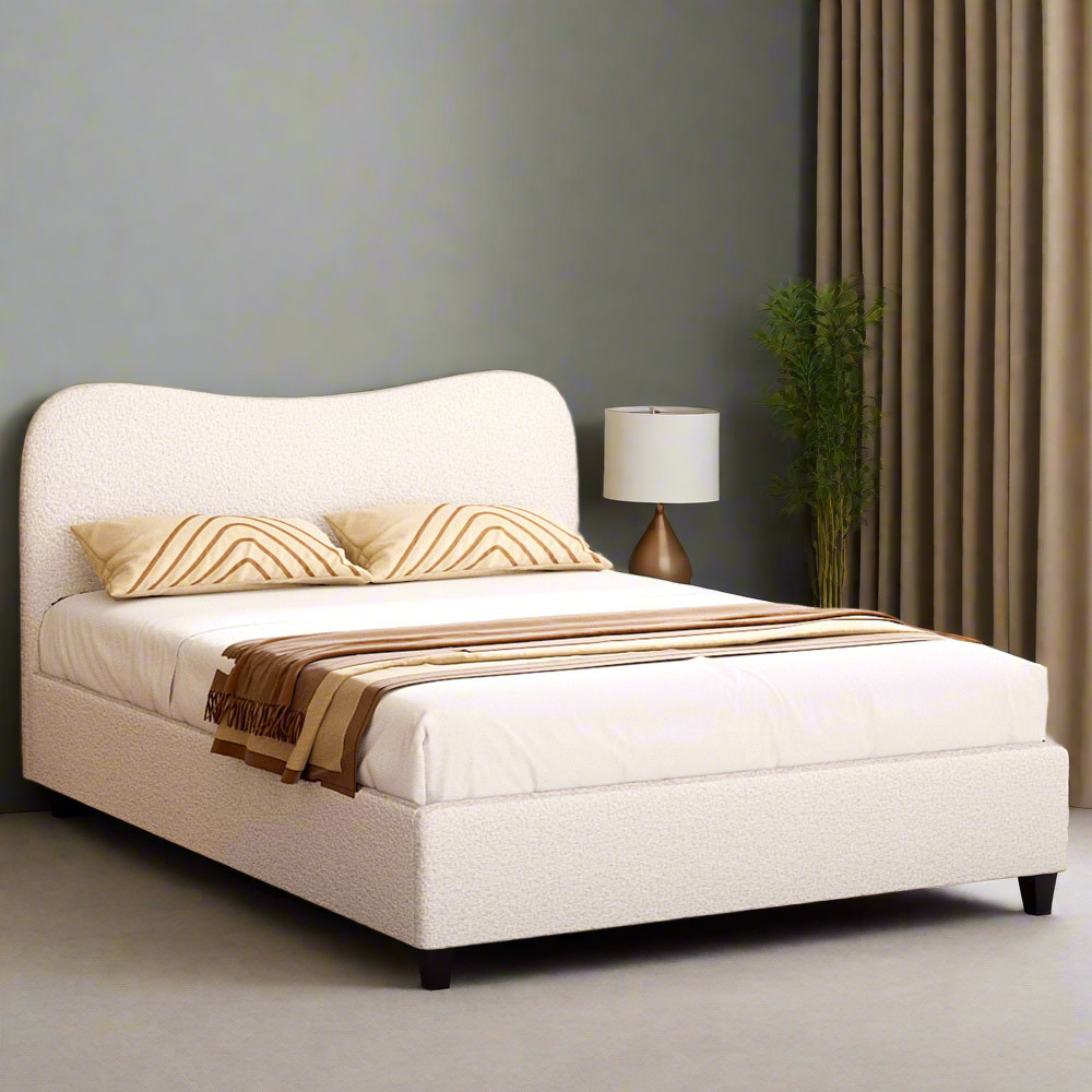 Double (Beige) Boucle Bed Frame | Haven Elegance