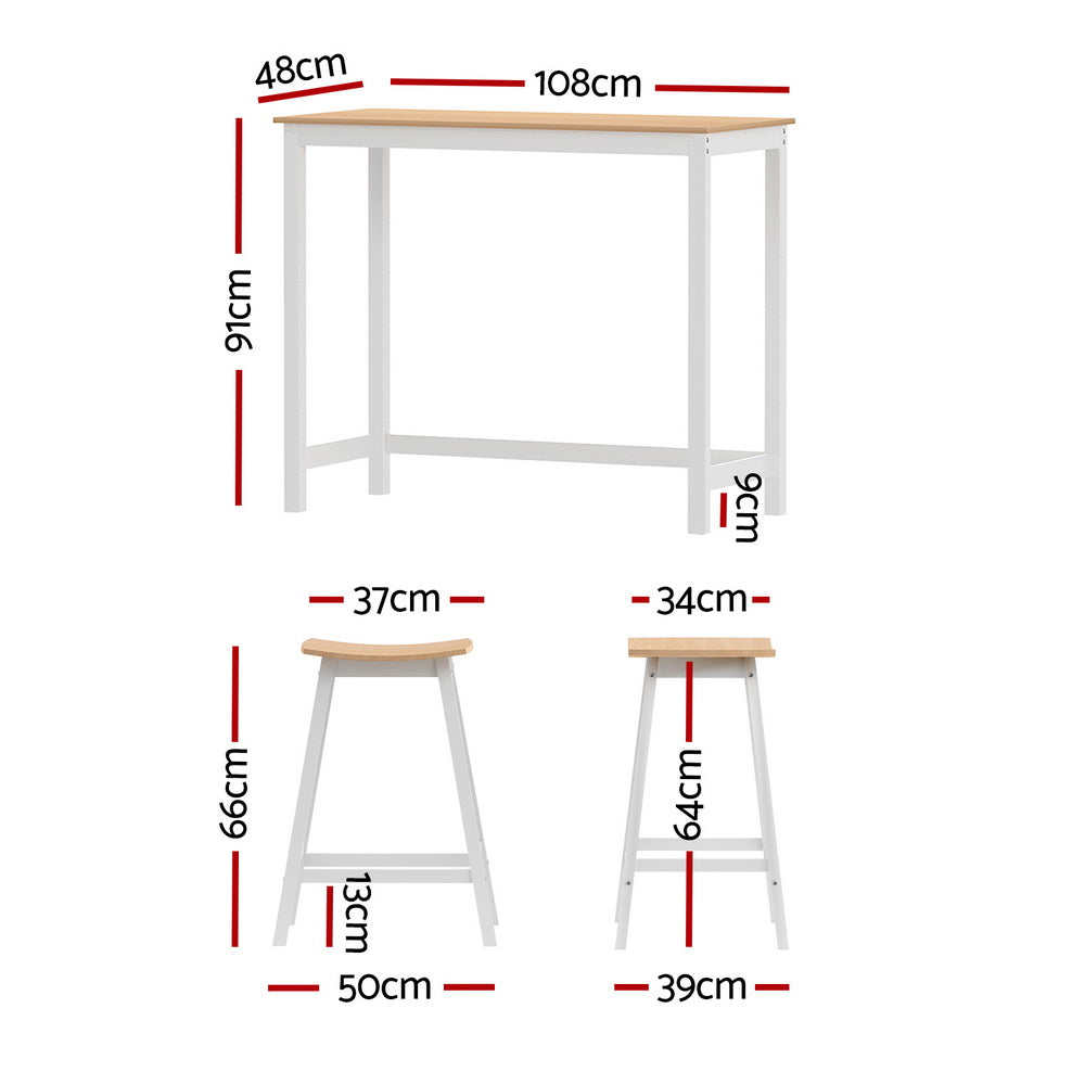 Aspen Bar Table and Stool Set | Pine & White