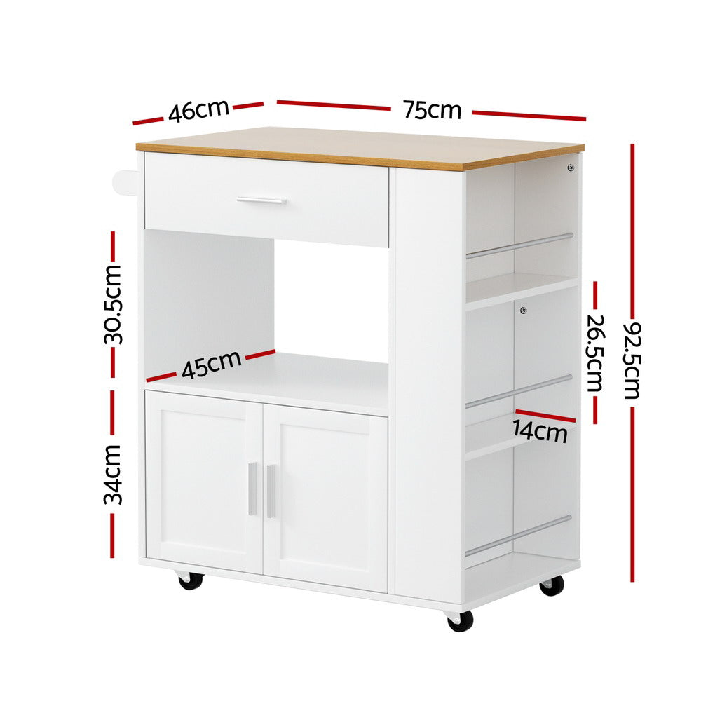 Mobile Kitchen Island | White and Pine