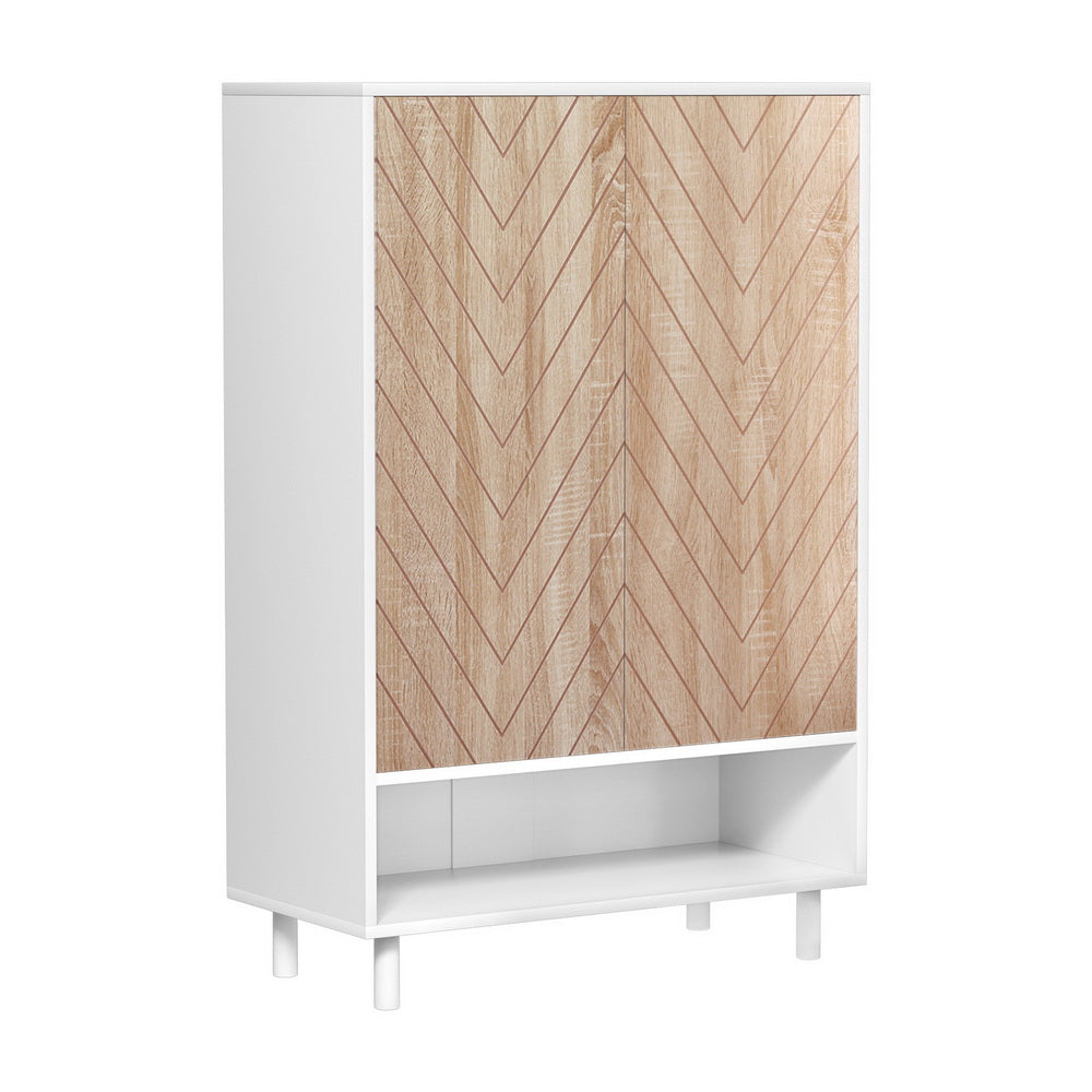 Herringbone Shoe Cabinet | White & Pine