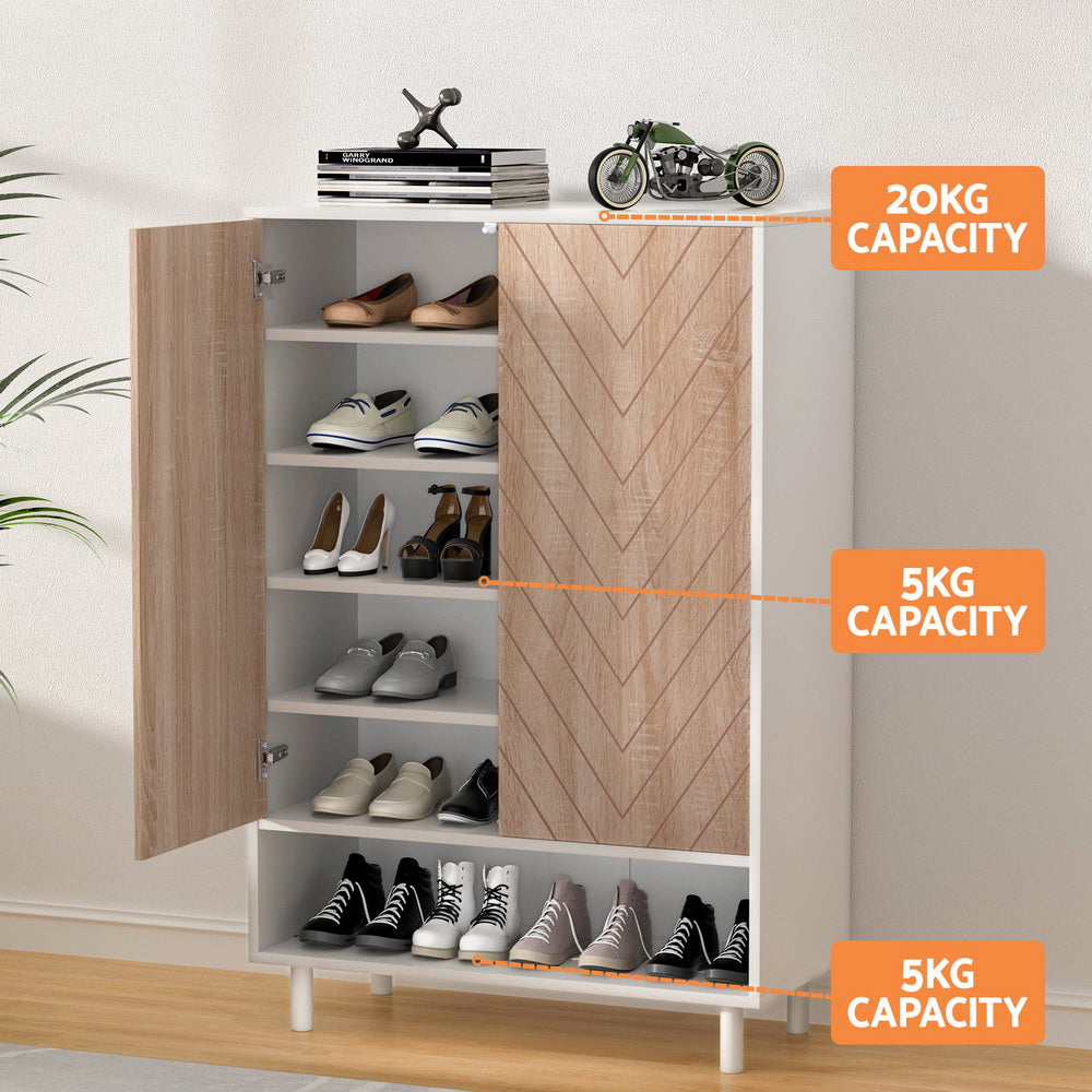 Herringbone Shoe Cabinet | White & Pine