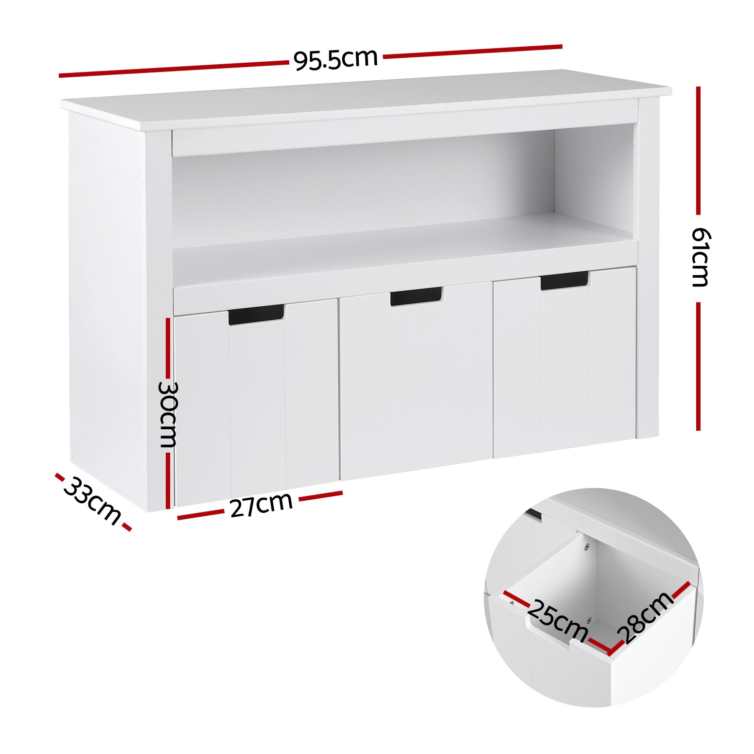 Toy Organiser Display Bookshelf with 3 Drawers | White