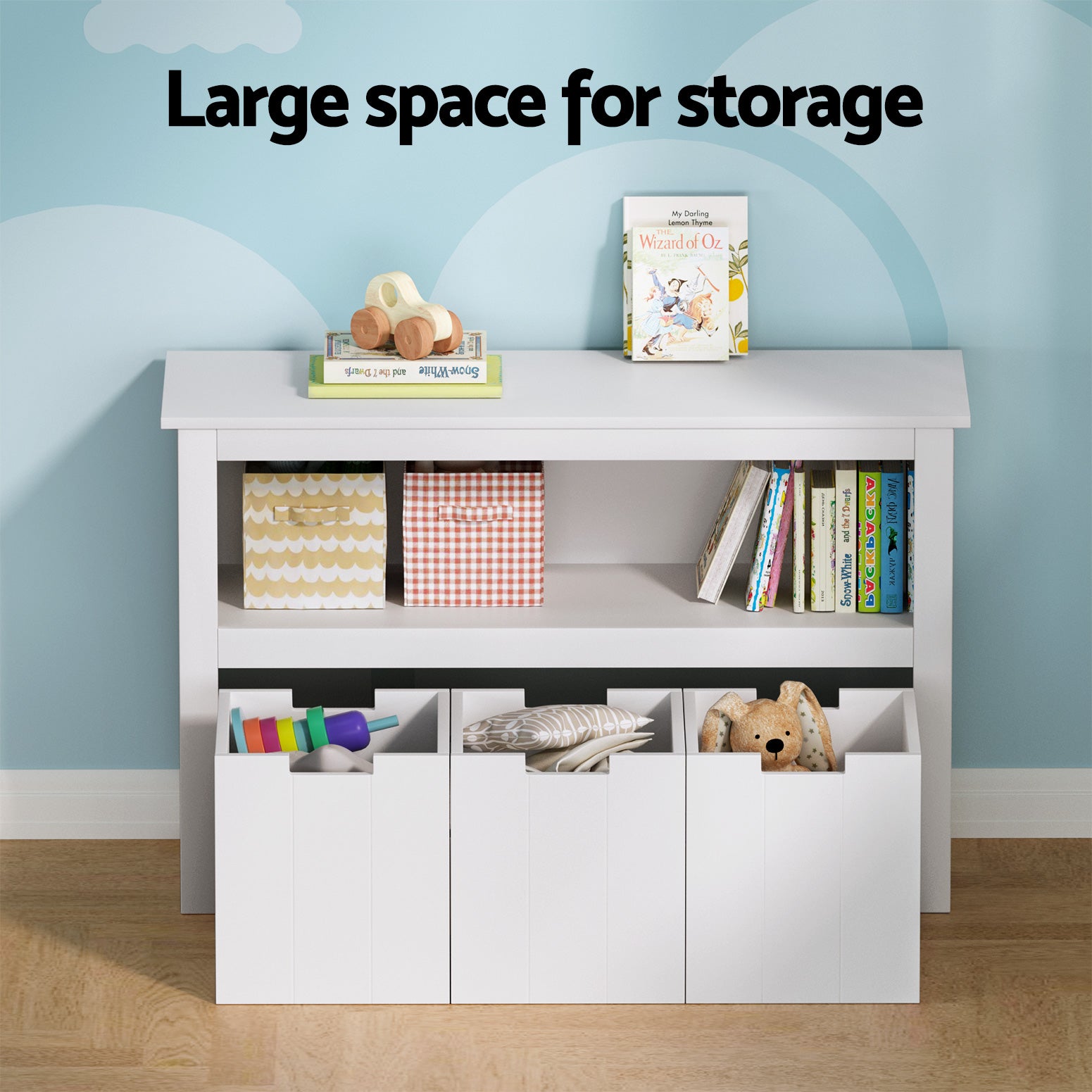 Toy Organiser Display Bookshelf with 3 Drawers | White