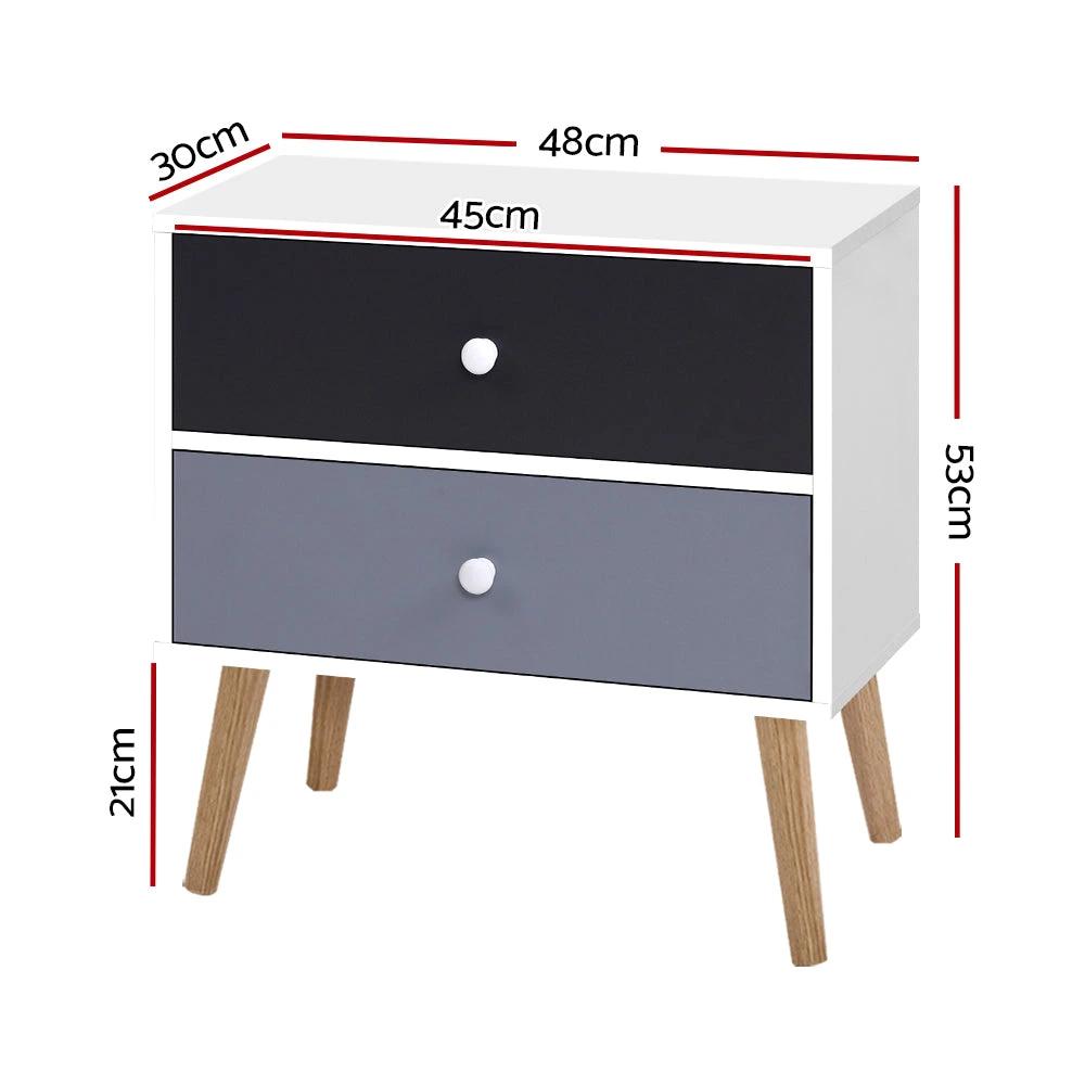 Nordic Elegance Bedside Table | Black & White