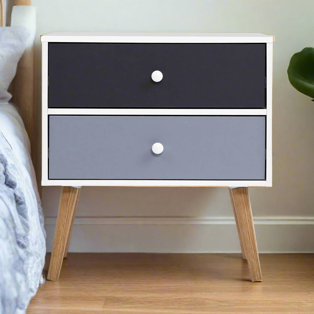 Nordic Elegance Bedside Table | Black & White