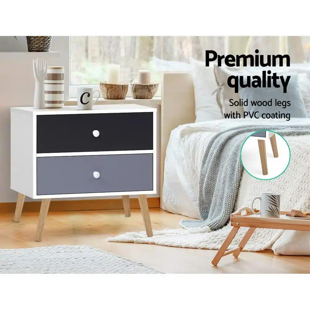 Nordic Elegance Bedside Table | Black & White