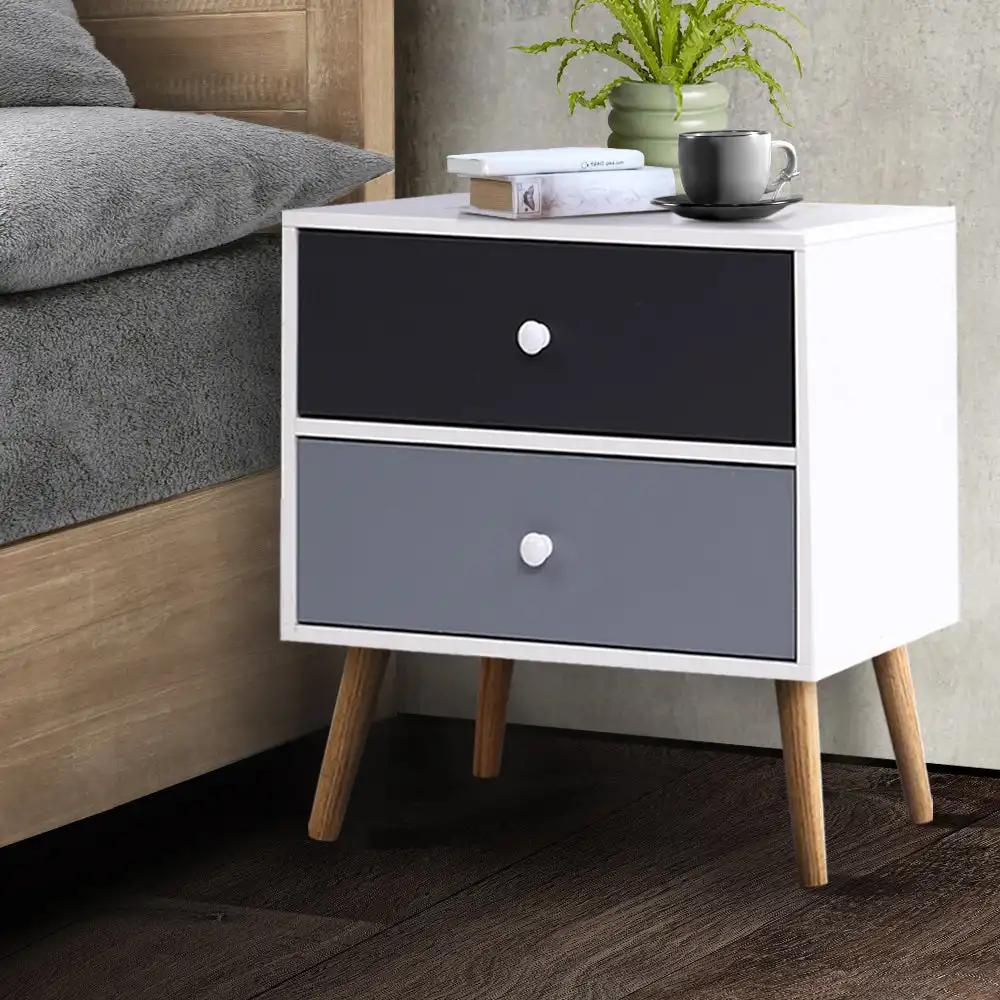 Nordic Elegance Bedside Table | Black & White