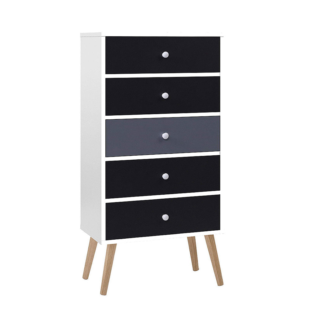 Nordic Elegance 5 Chest of Drawers | Black & white