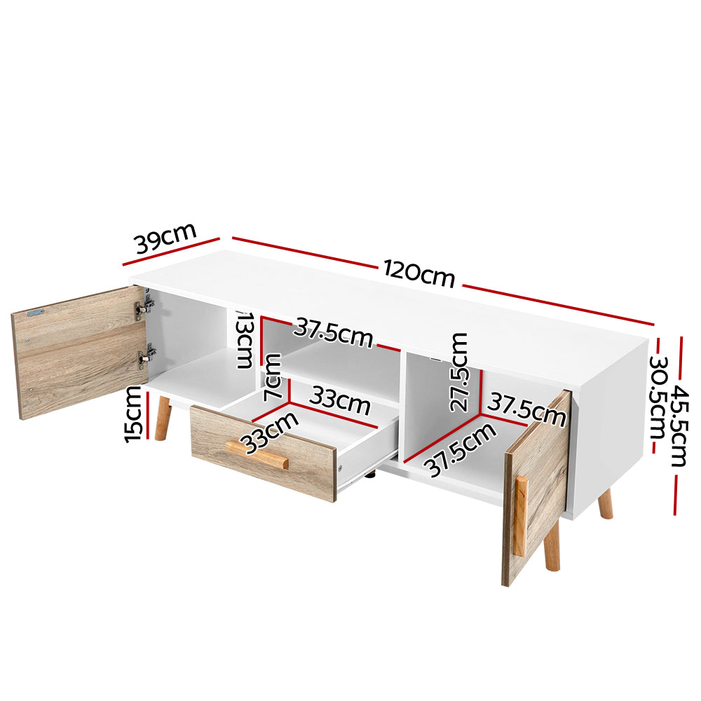 Nordik TV Cabinet | Wood & White | 120cm