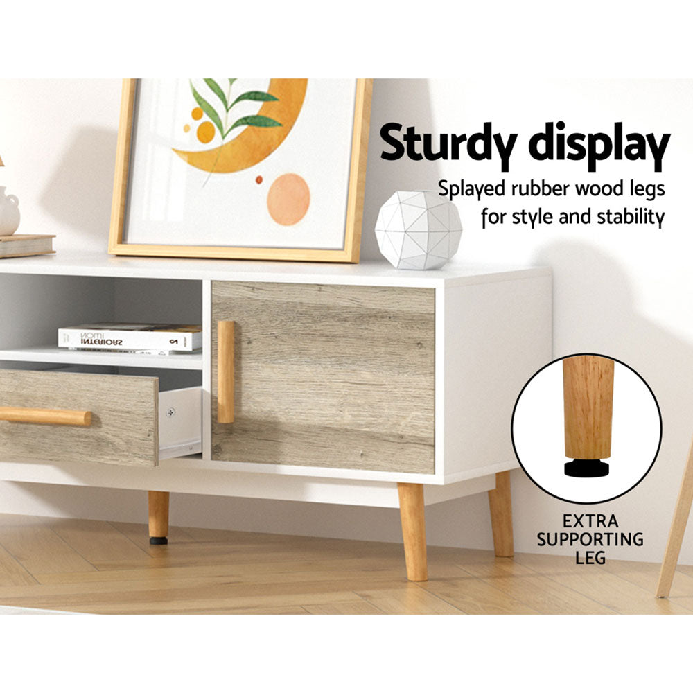 Nordik TV Cabinet | Wood & White | 120cm