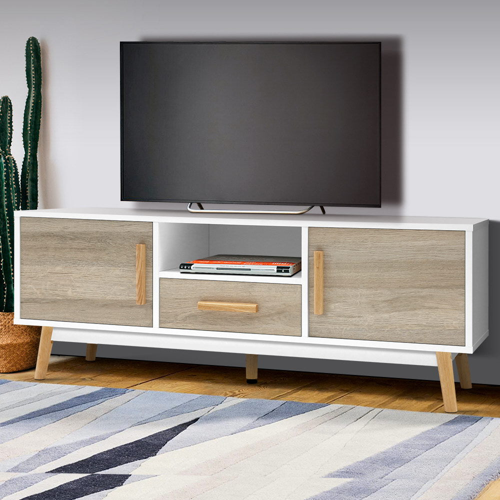 Nordik TV Cabinet | Wood & White | 120cm