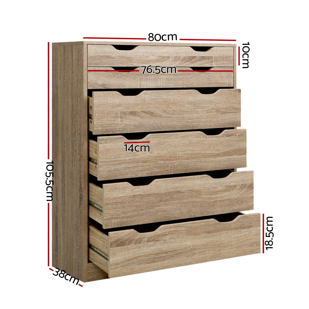 Mylanian 6-Drawer Tallboy | Oak