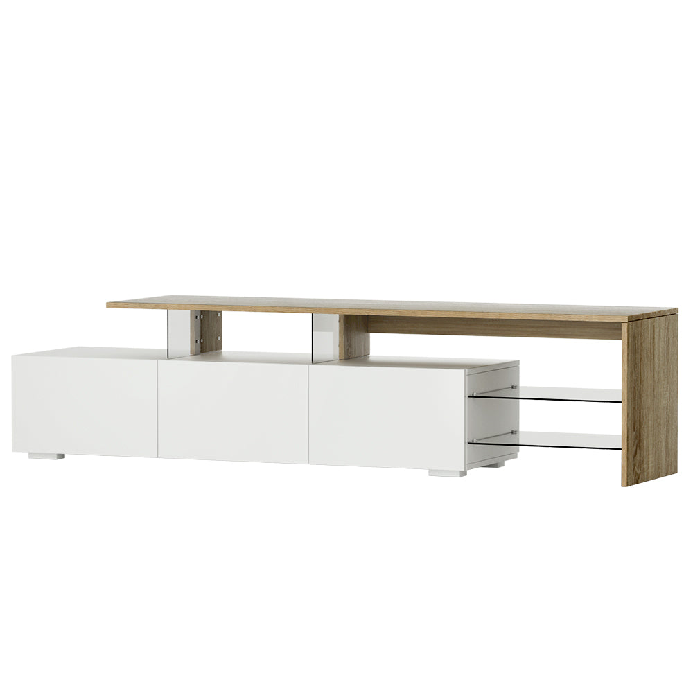 ScandiLux Entertainment Unit | Wood & White | 180cm