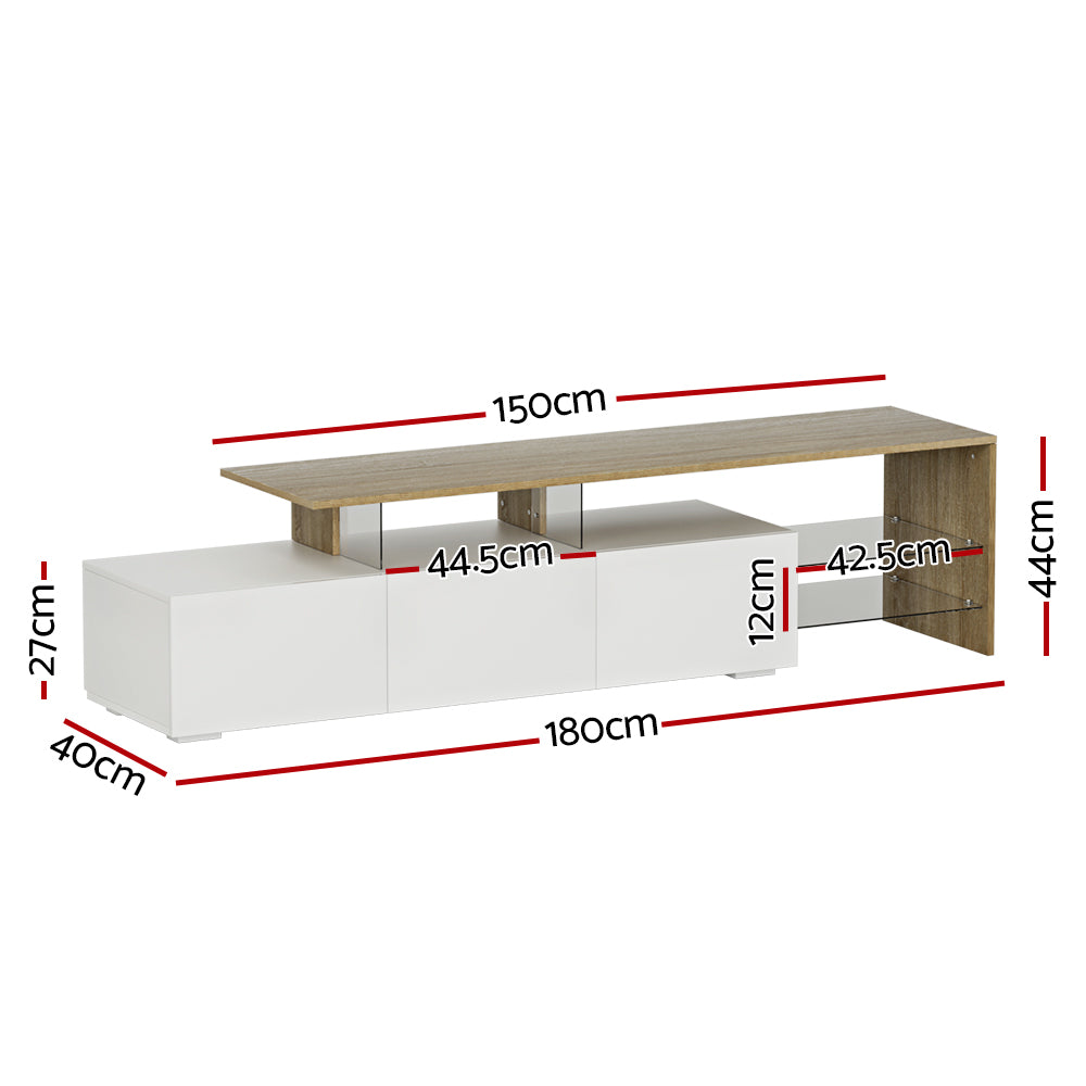 ScandiLux Entertainment Unit | Wood & White | 180cm