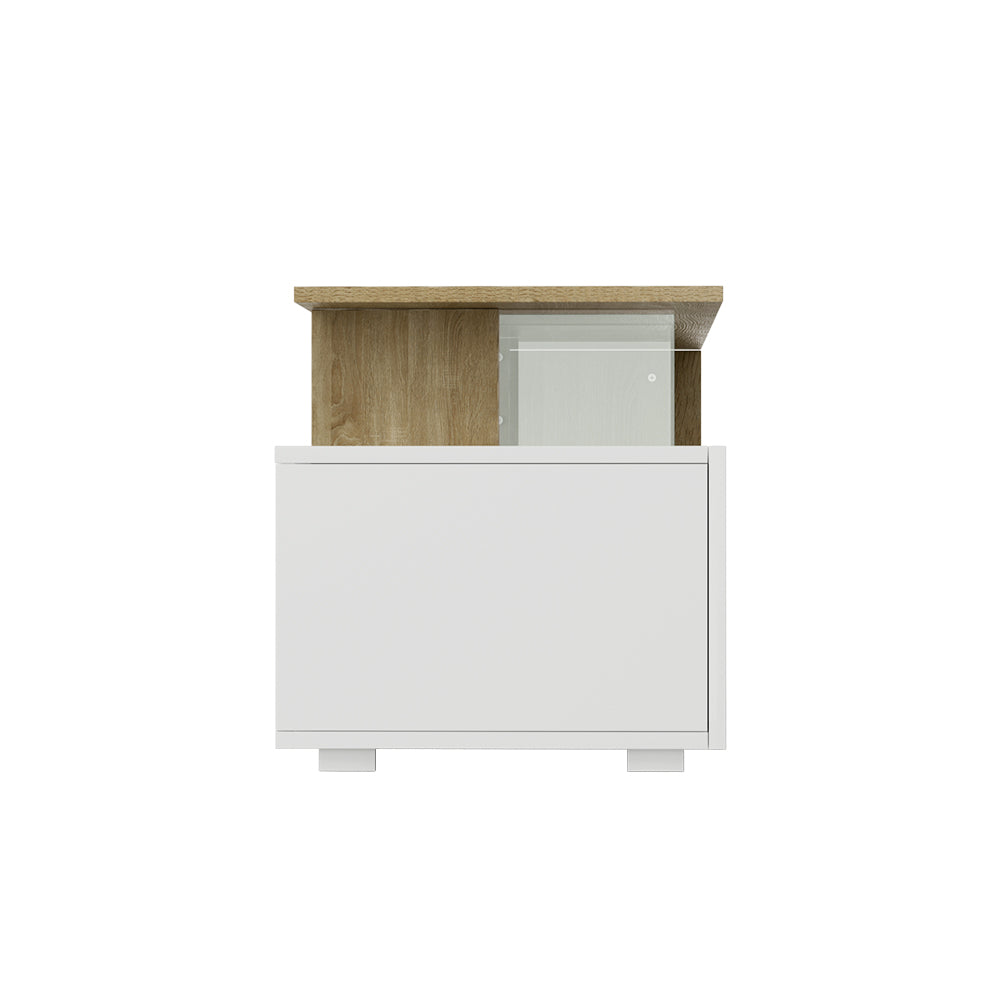 ScandiLux Entertainment Unit | Wood & White | 180cm