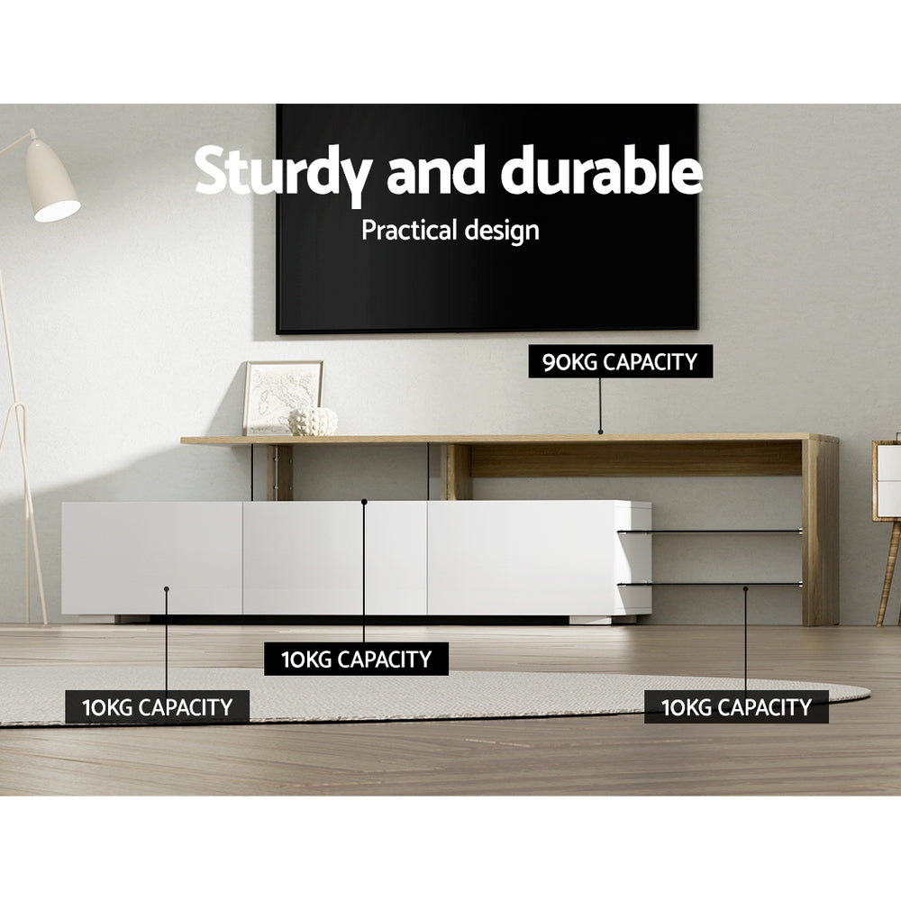 ScandiLux Entertainment Unit | Wood & White | 180cm