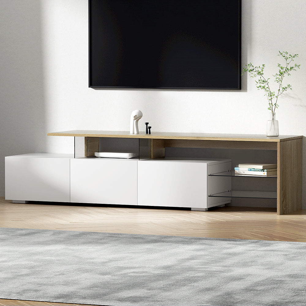 ScandiLux Entertainment Unit | Wood & White | 180cm