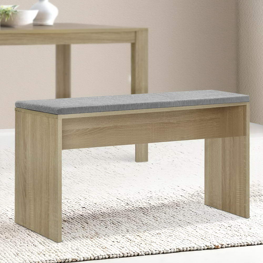 Natu Linen Upholstered Dining Bench | Oak