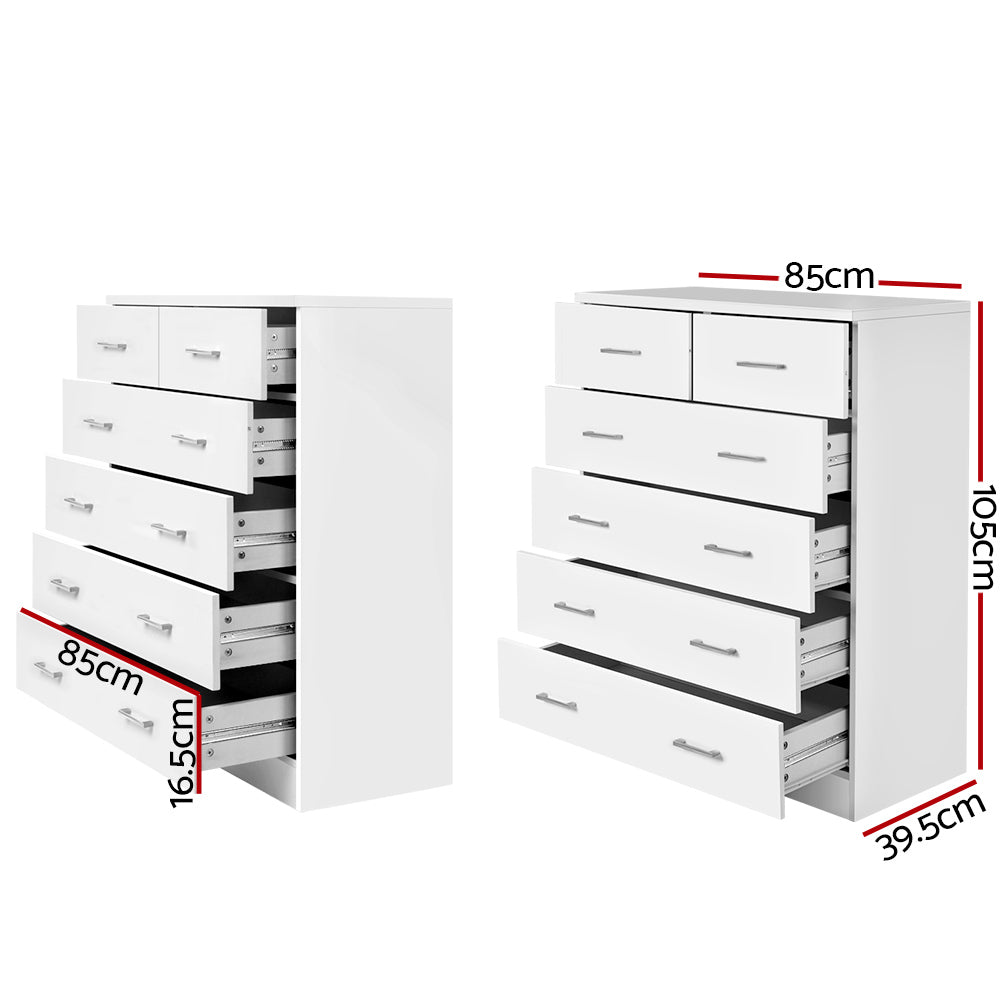 Andestian 6-Drawer Tallboy | White