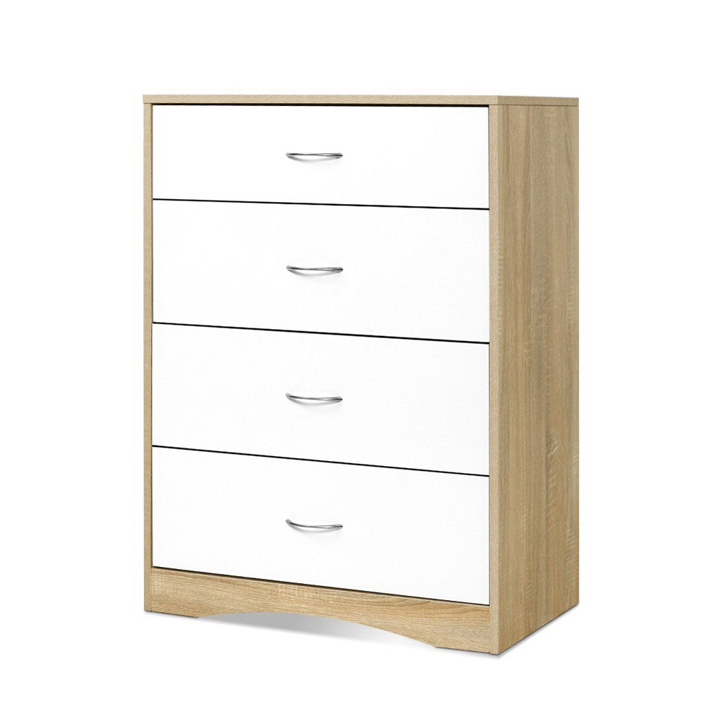 Burlin 4-Drawer Chest | White & Oak